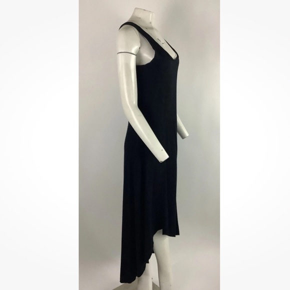 Gaiam Sz M Bamboo Hi Low Pullover Casual Travel Midi Stretch Dress Black - Picture 2 of 5